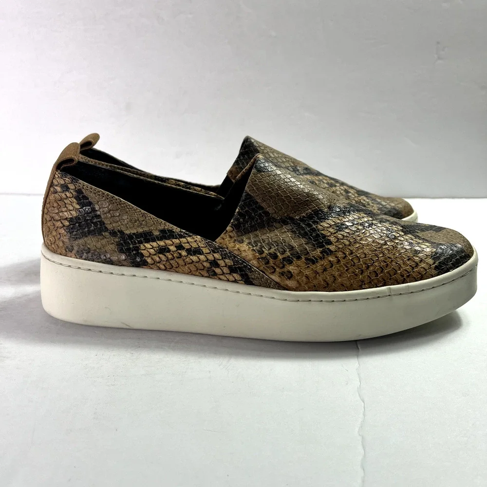 Vince Sneakers Womens 7.5M EUR 37.5 Saxon 2 Snakeskin Leather Platform Slip On